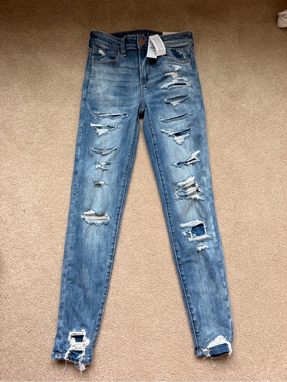 American Eagle Outfitters Ripped Light Blue Skinny Jeans
